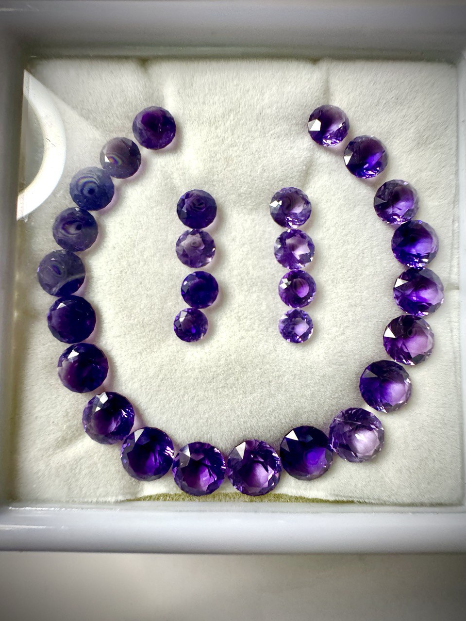 46.77 carats of round Brazilian Amethyst- Bracelet and Earring Set