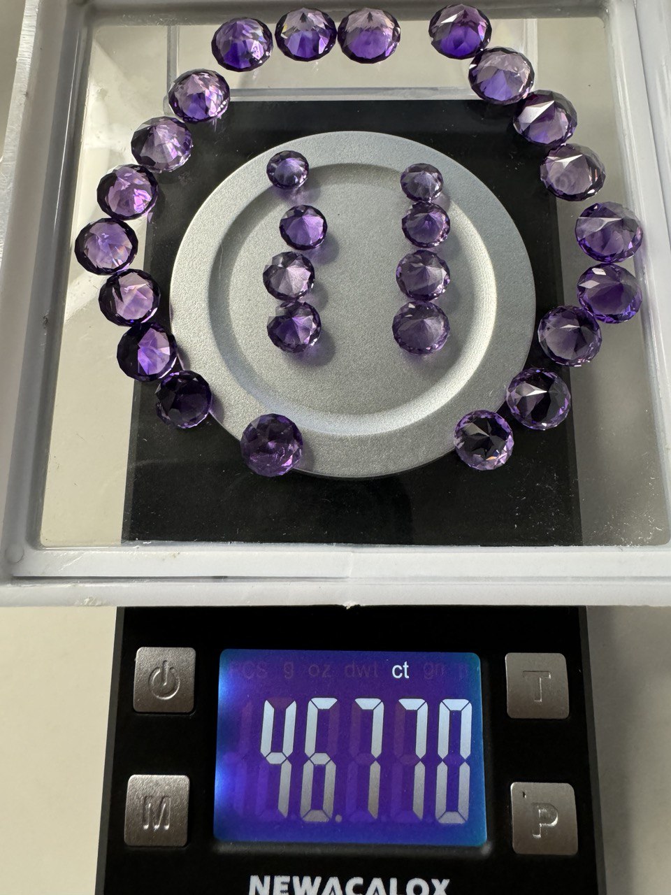 46.77 carats of round Brazilian Amethyst- Bracelet and Earring Set